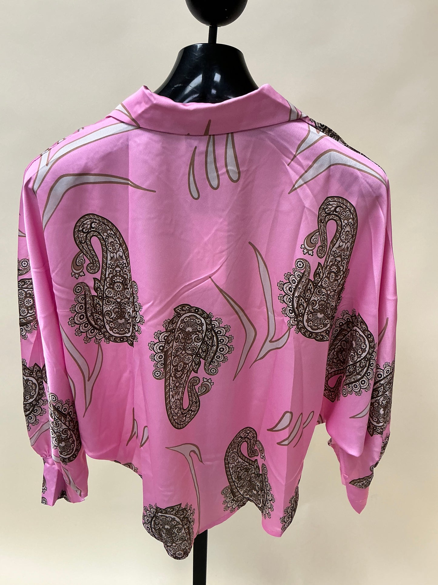 PRINT BUTTON BLOUSE/WASTE TIE (8180