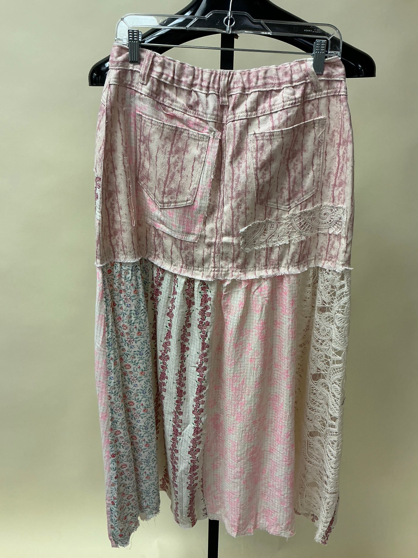 MAXI TIERED SKIRT/PINK MIXED