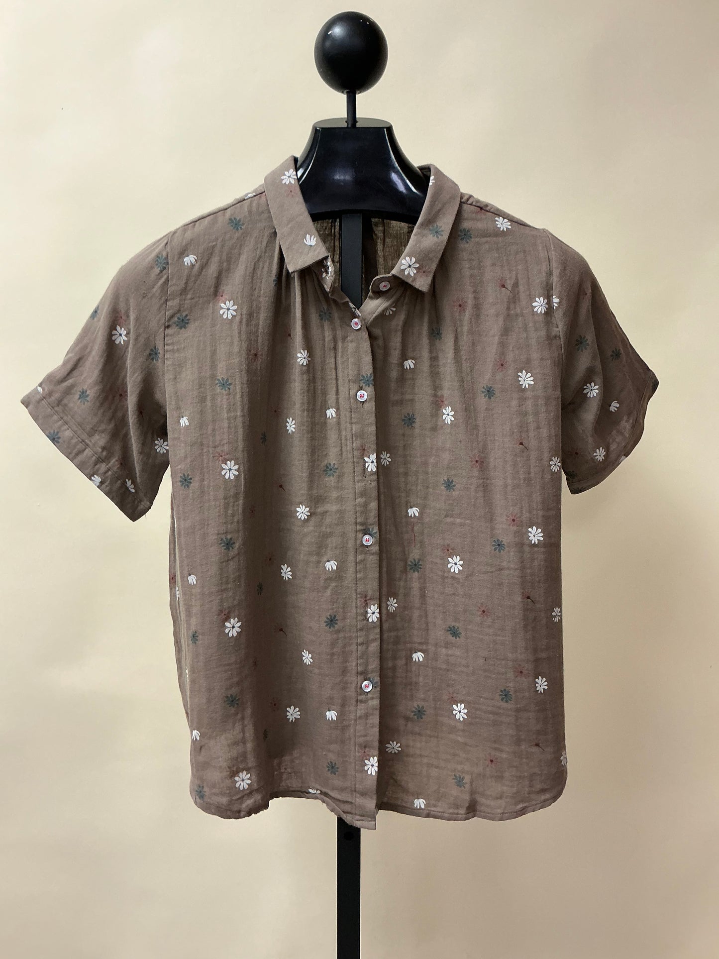 LAPEL PRINTED SHORT SLV SHIRT
