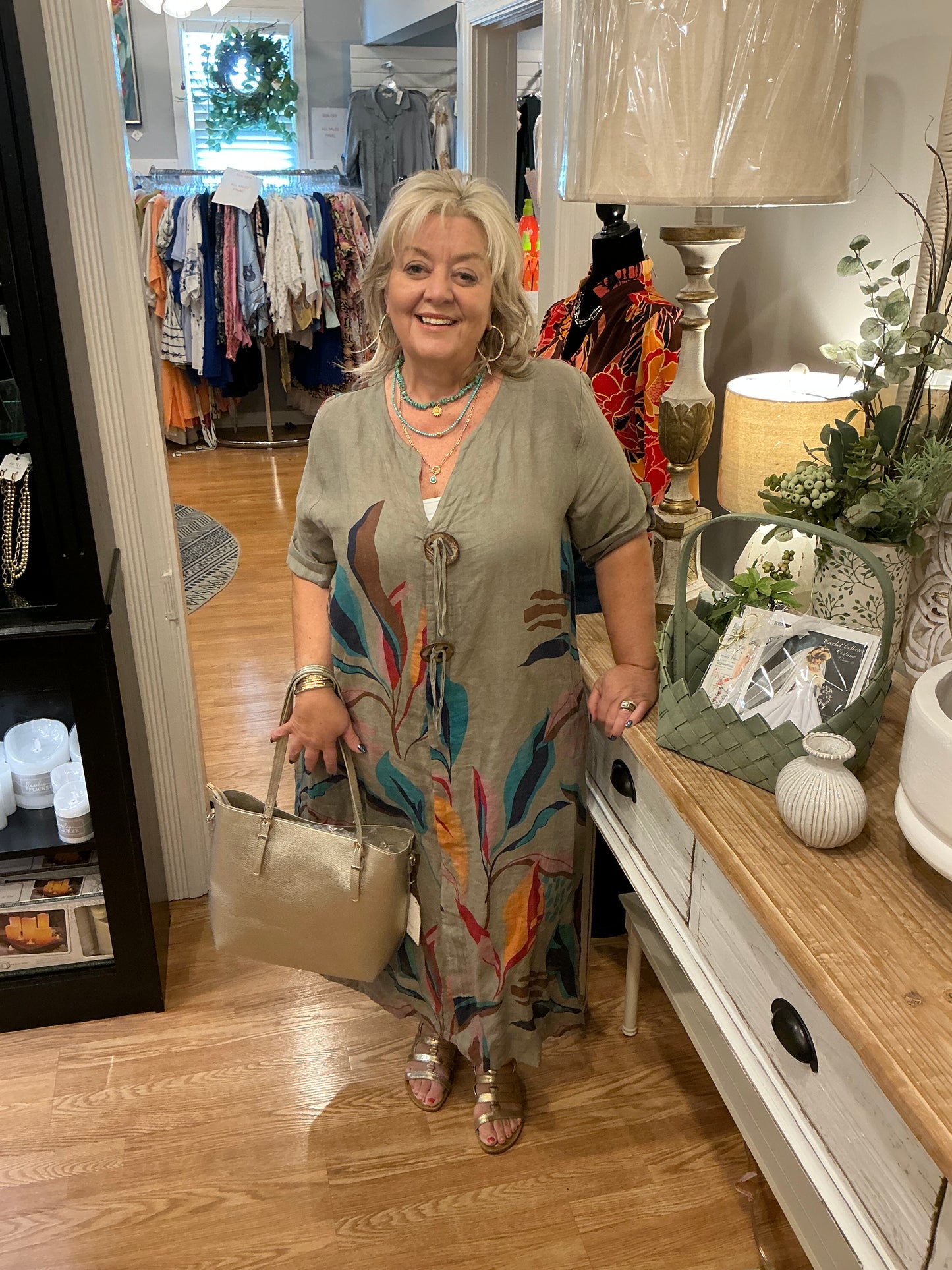 ABSTRACT LINEN DRESS