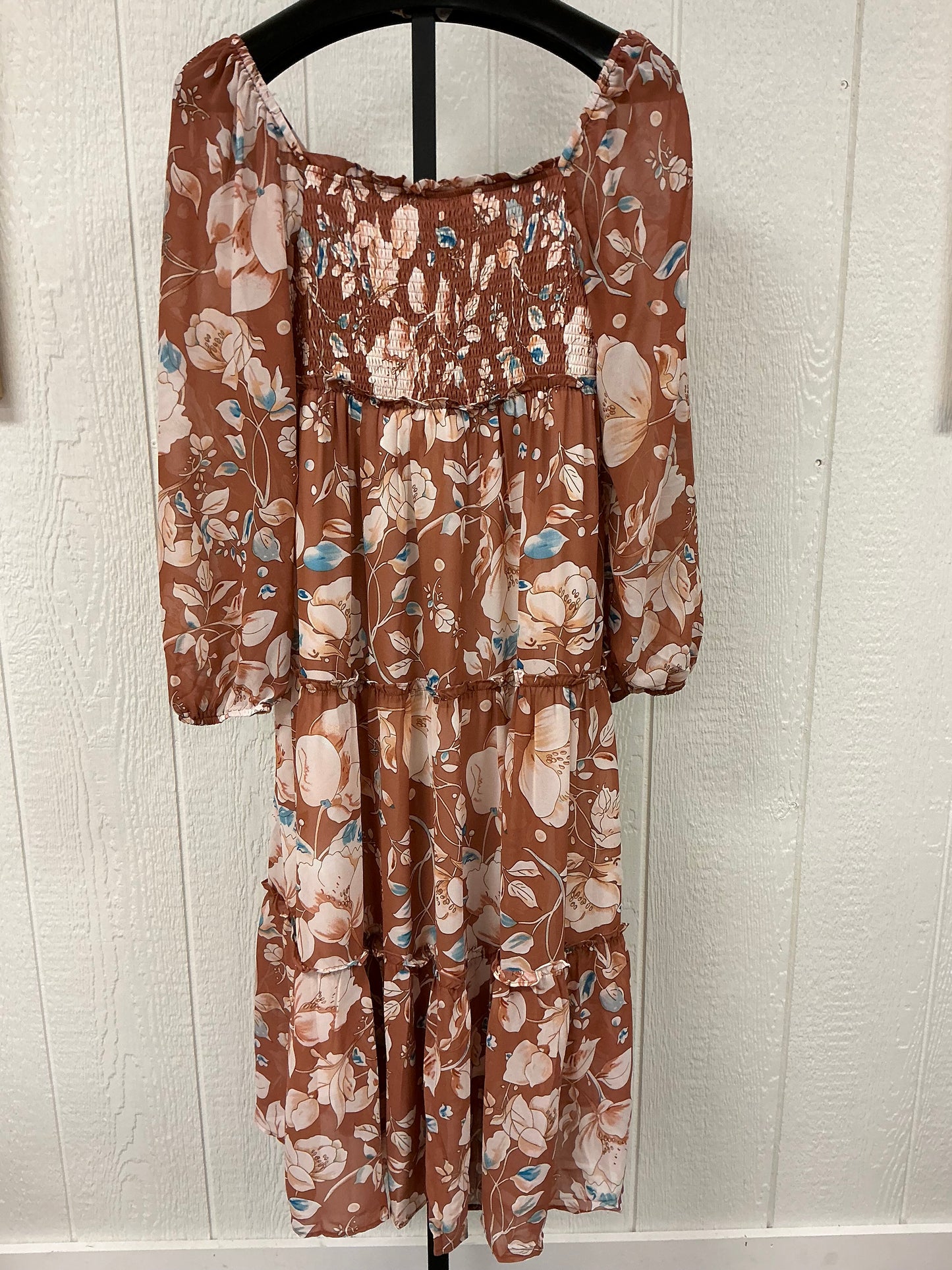 PRINT SHIRRED SQ NCK MAXI