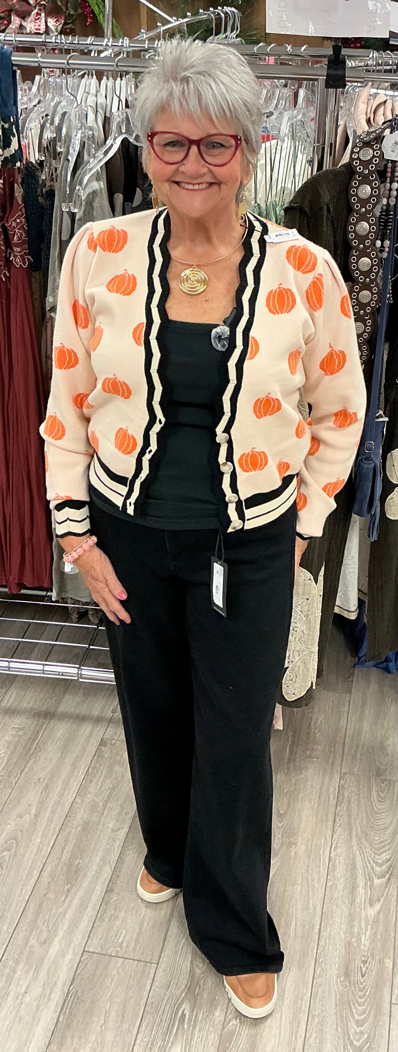 STRETCHY WIDE LEG BLACK PANT