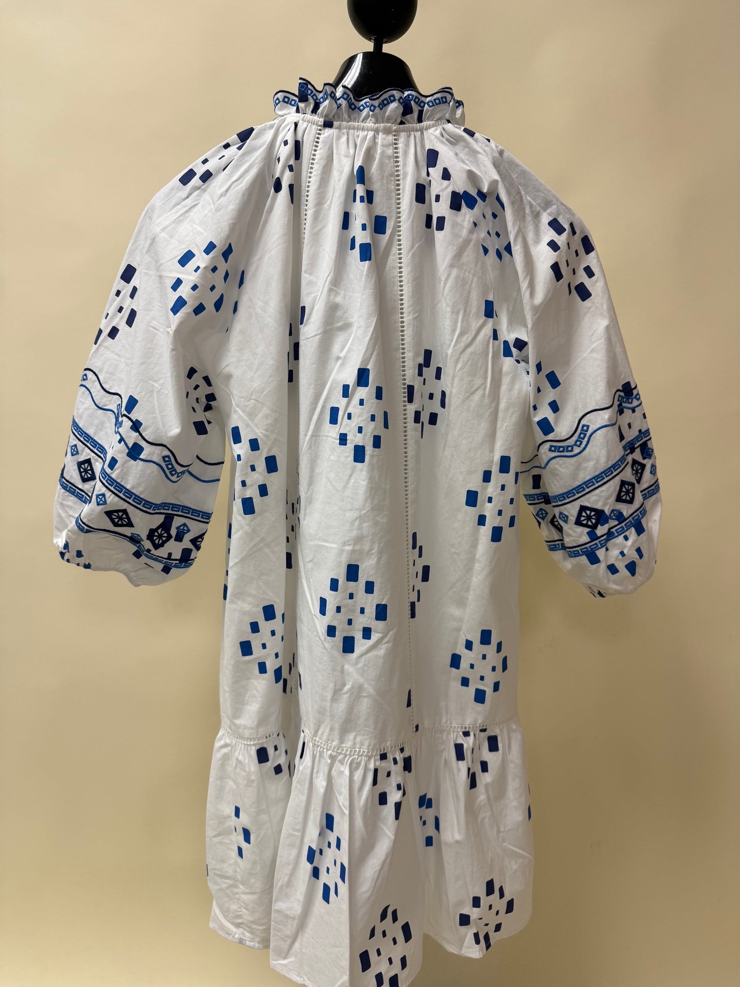 EMBROIDERY PRINT 3/4 SLV DRESS(D5733