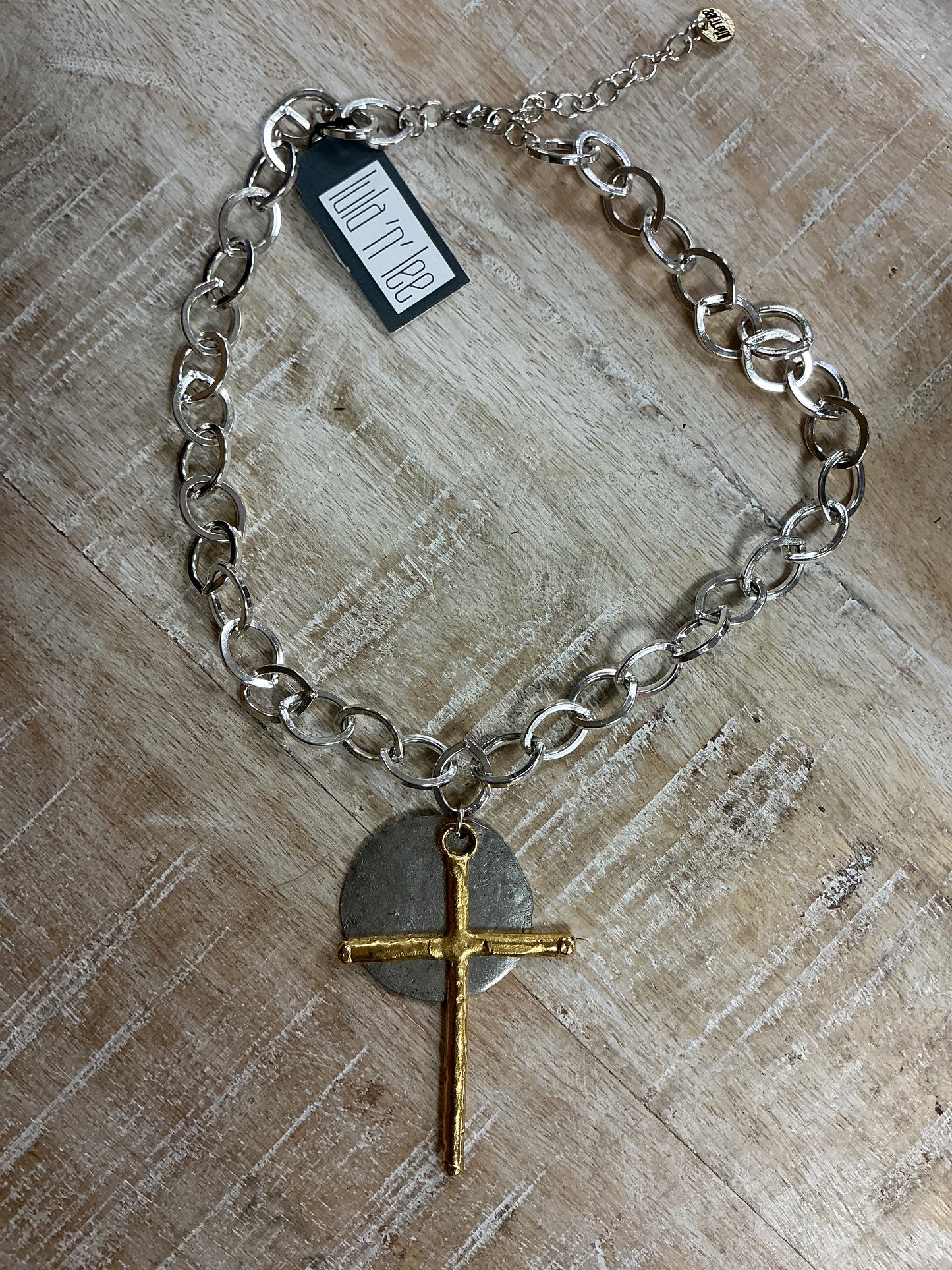 17" SILVER PLATED NCK W/GOLD PLATED CROSS