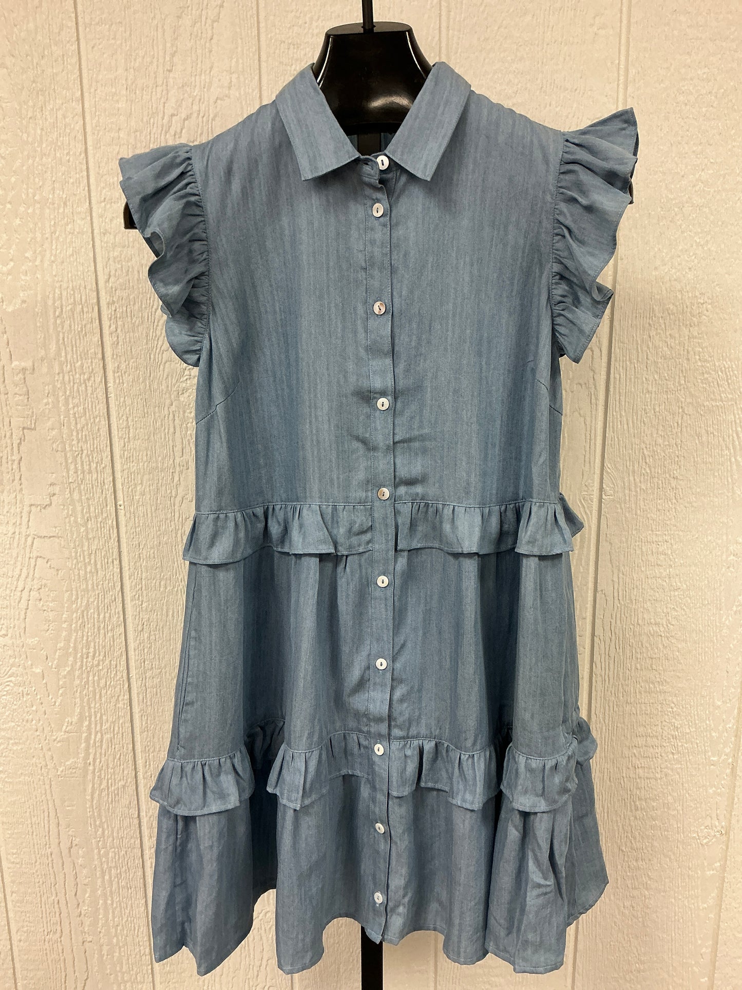 DENIM FLARE MINI DRESS (E2217D