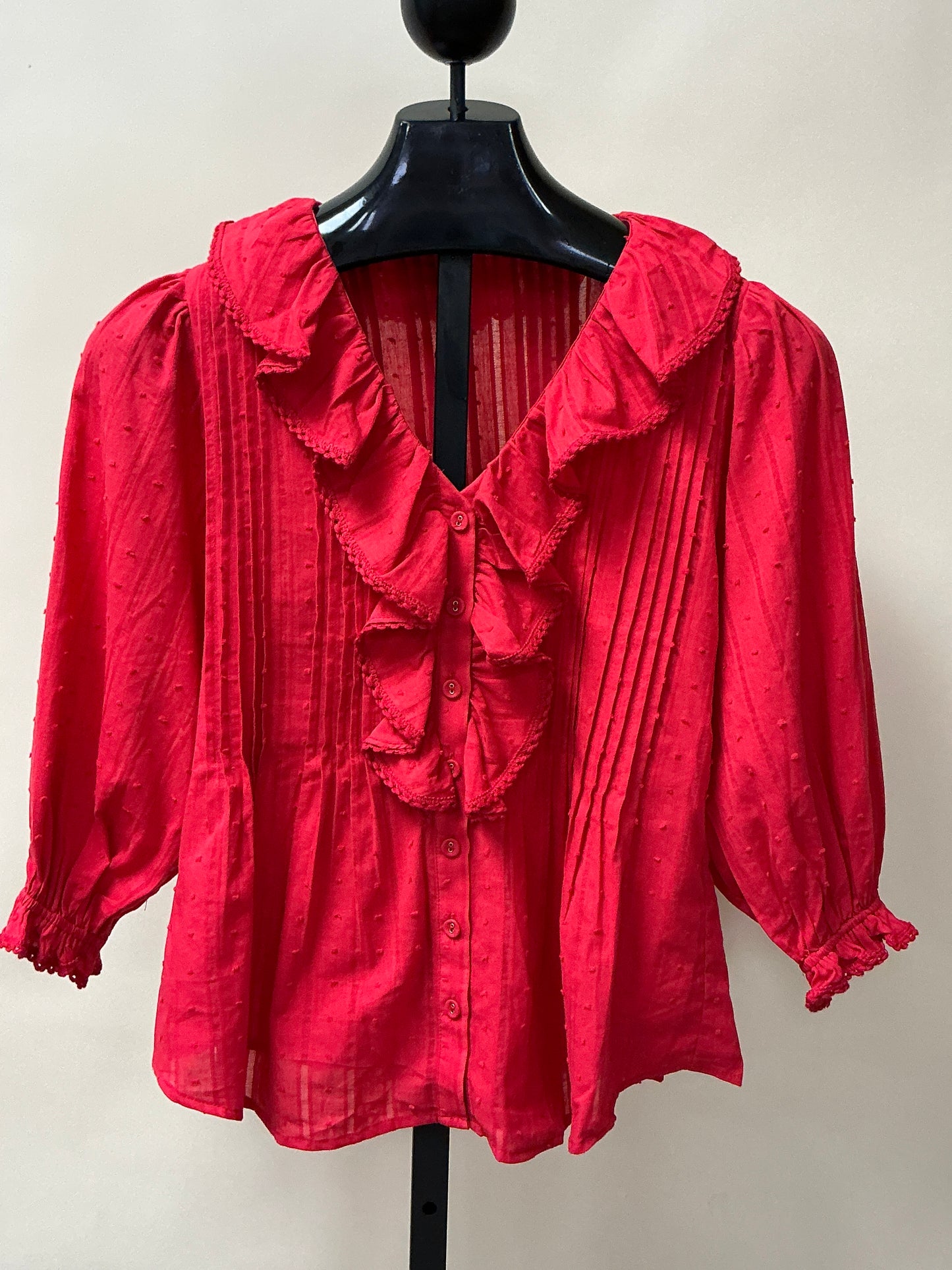 RED RUFFLE BLOUSE