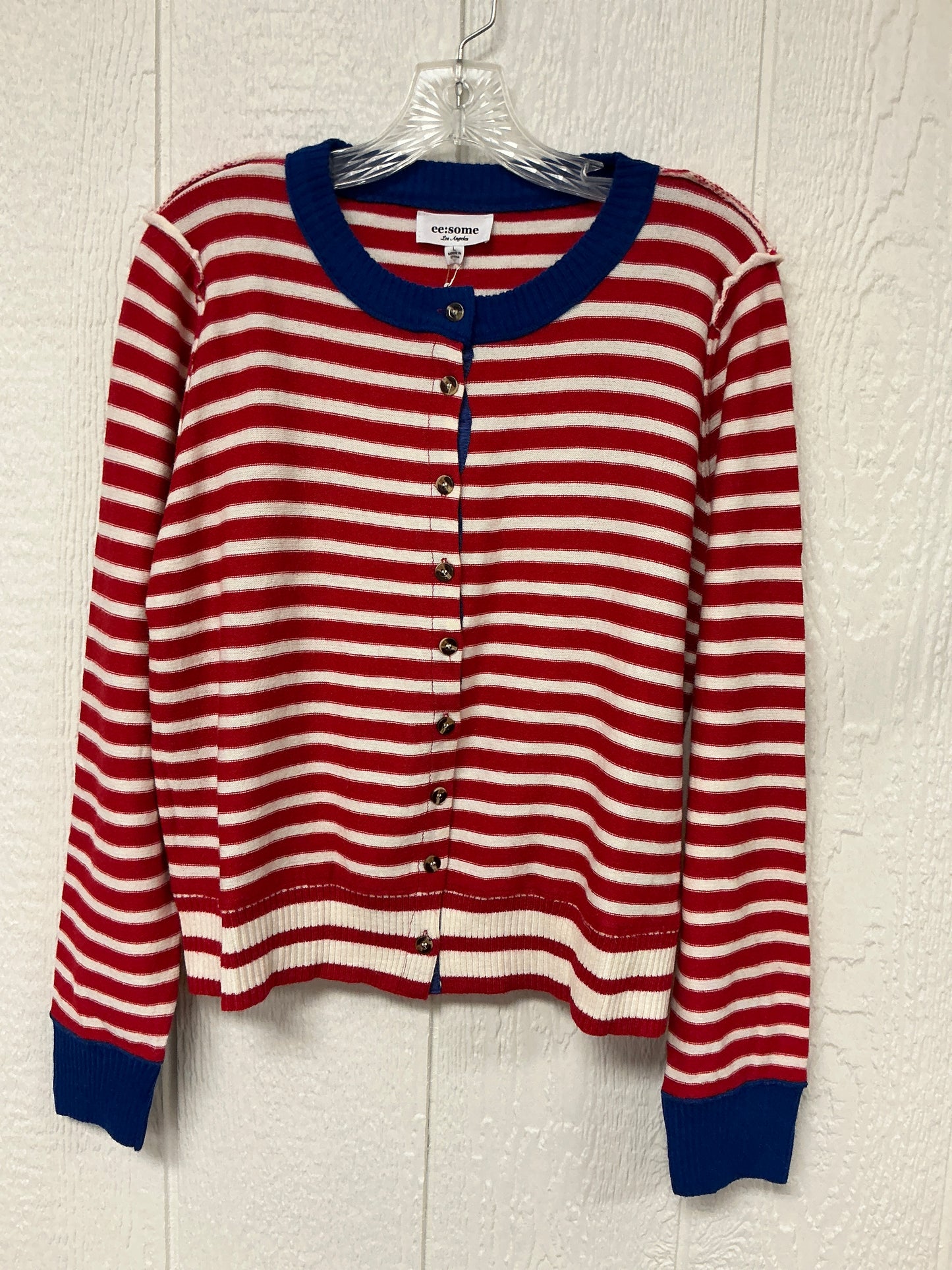 STRIPED BUTTON DOWN CARDIGAN