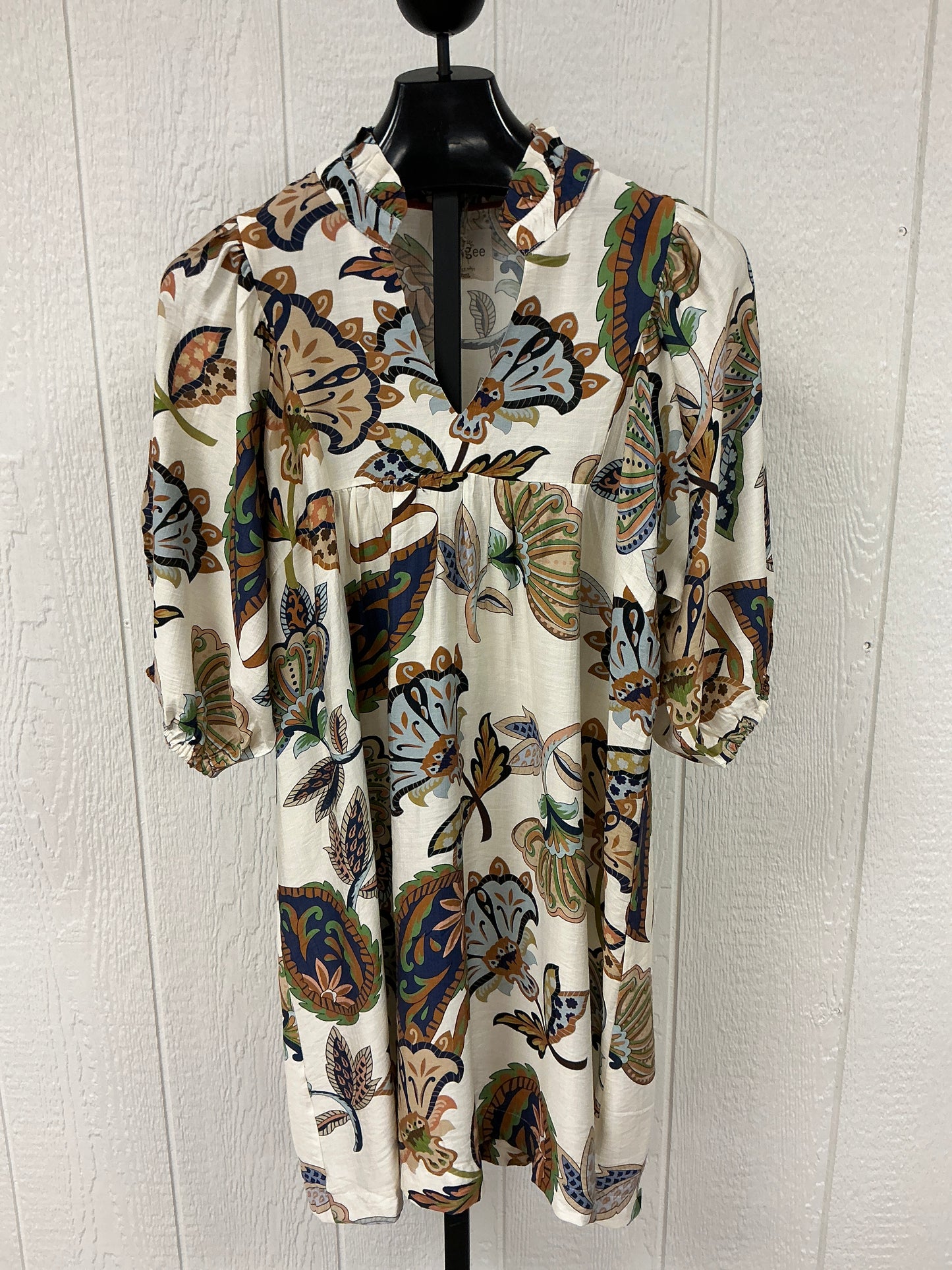 ABSTRACK PRINT/RUFFLED NCK MINI