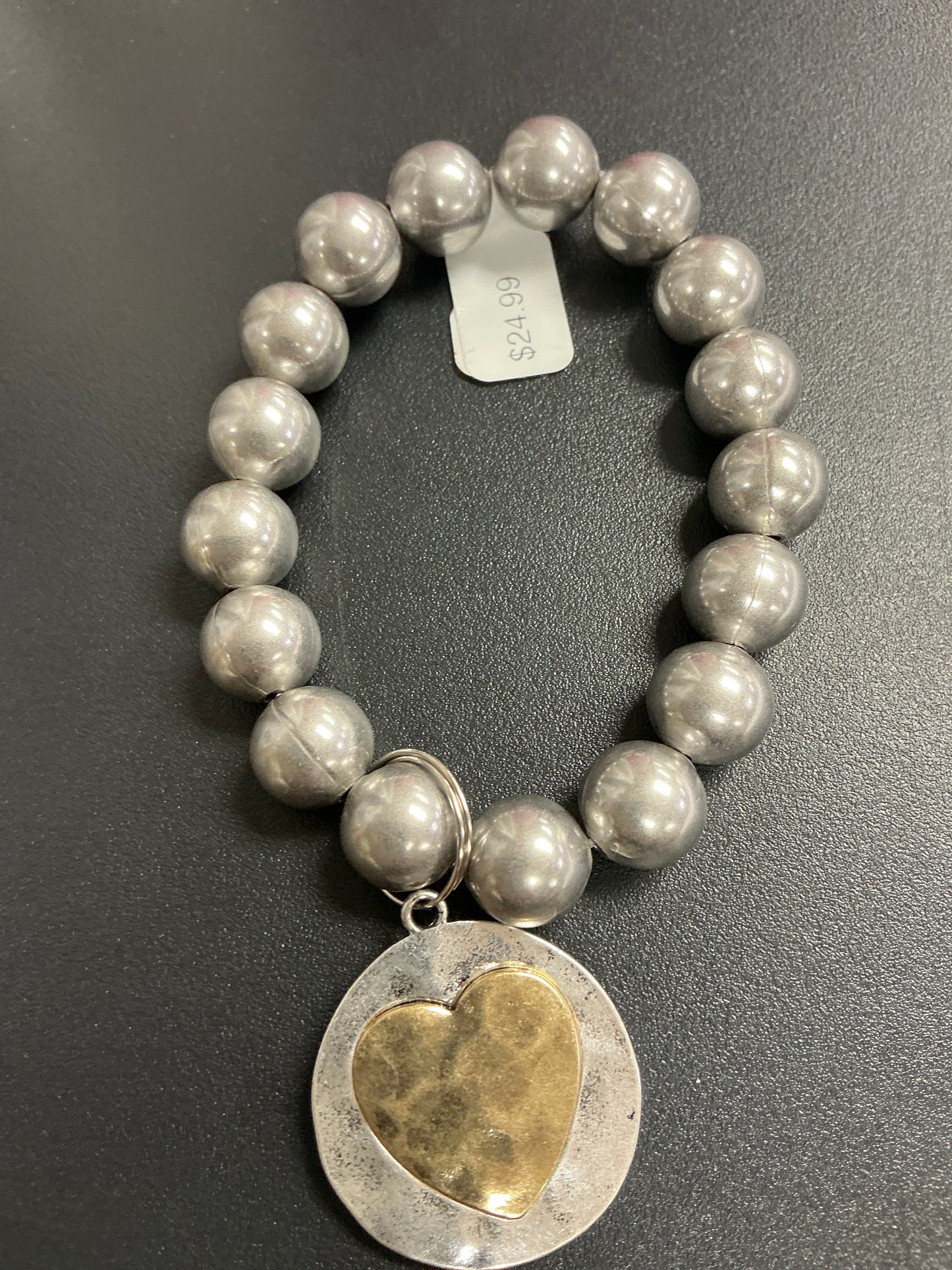 BRACELET-SLV W/HEART