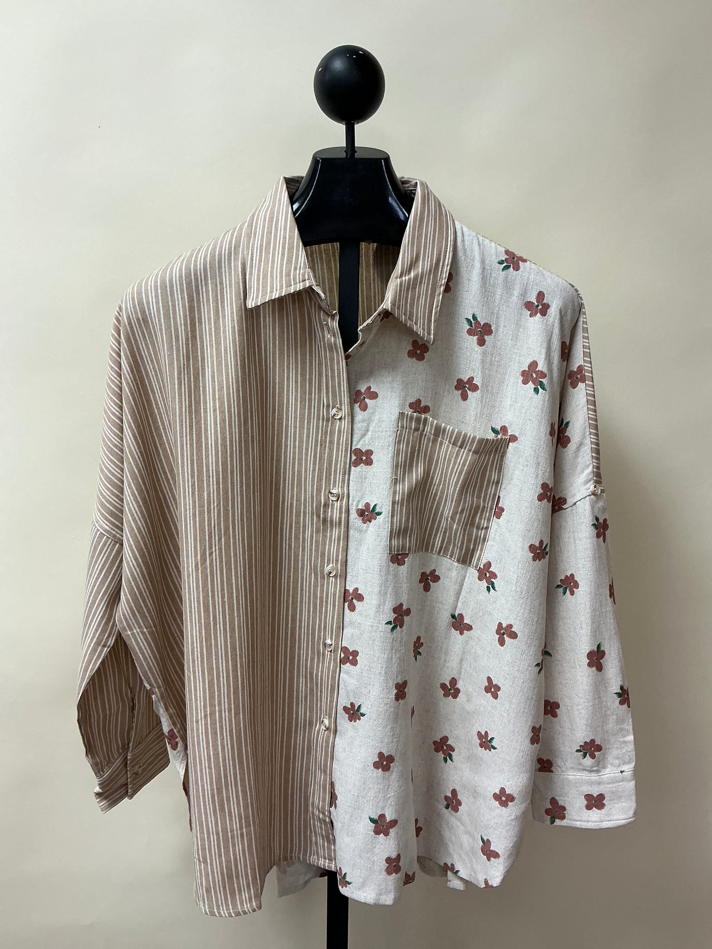 FLORAL PRINT & STRIPE SHIRT