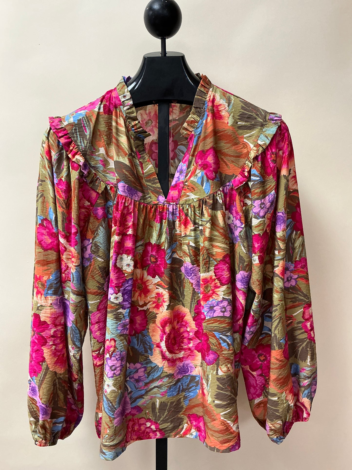FLORAL PRINT BLOUSE/BALOON SLV