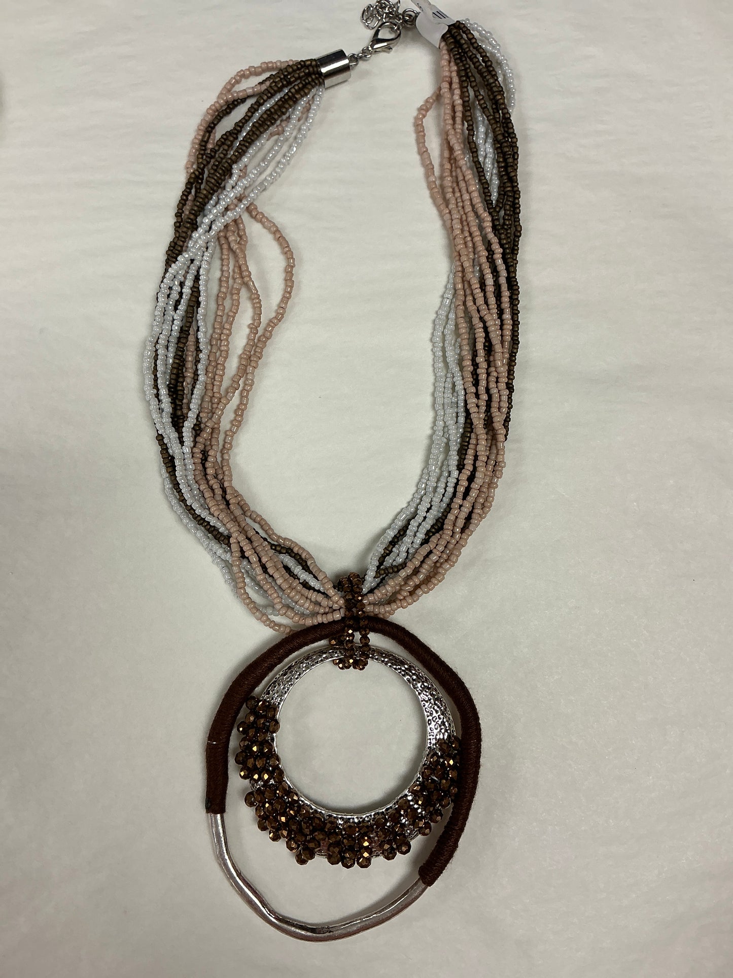 BROWN W/CRYSTALS & BEADS