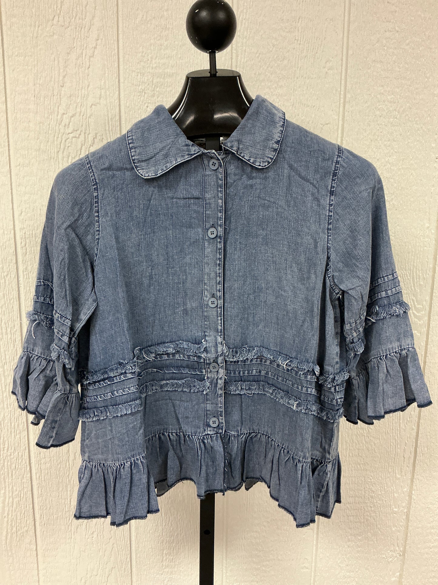 CHAMBRAY JKT W/RUFFLE(OLS-4898SW