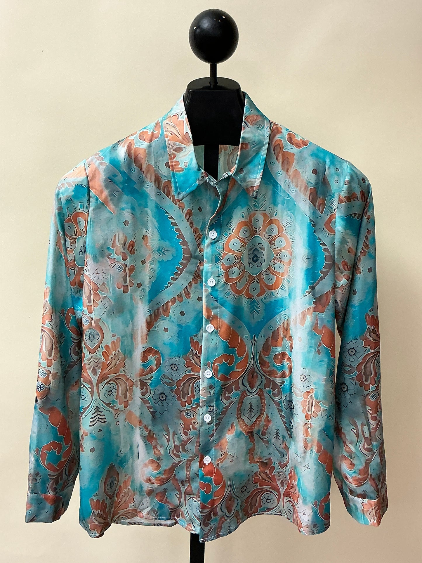 LONG SLV MIX PRINT BLOUSE