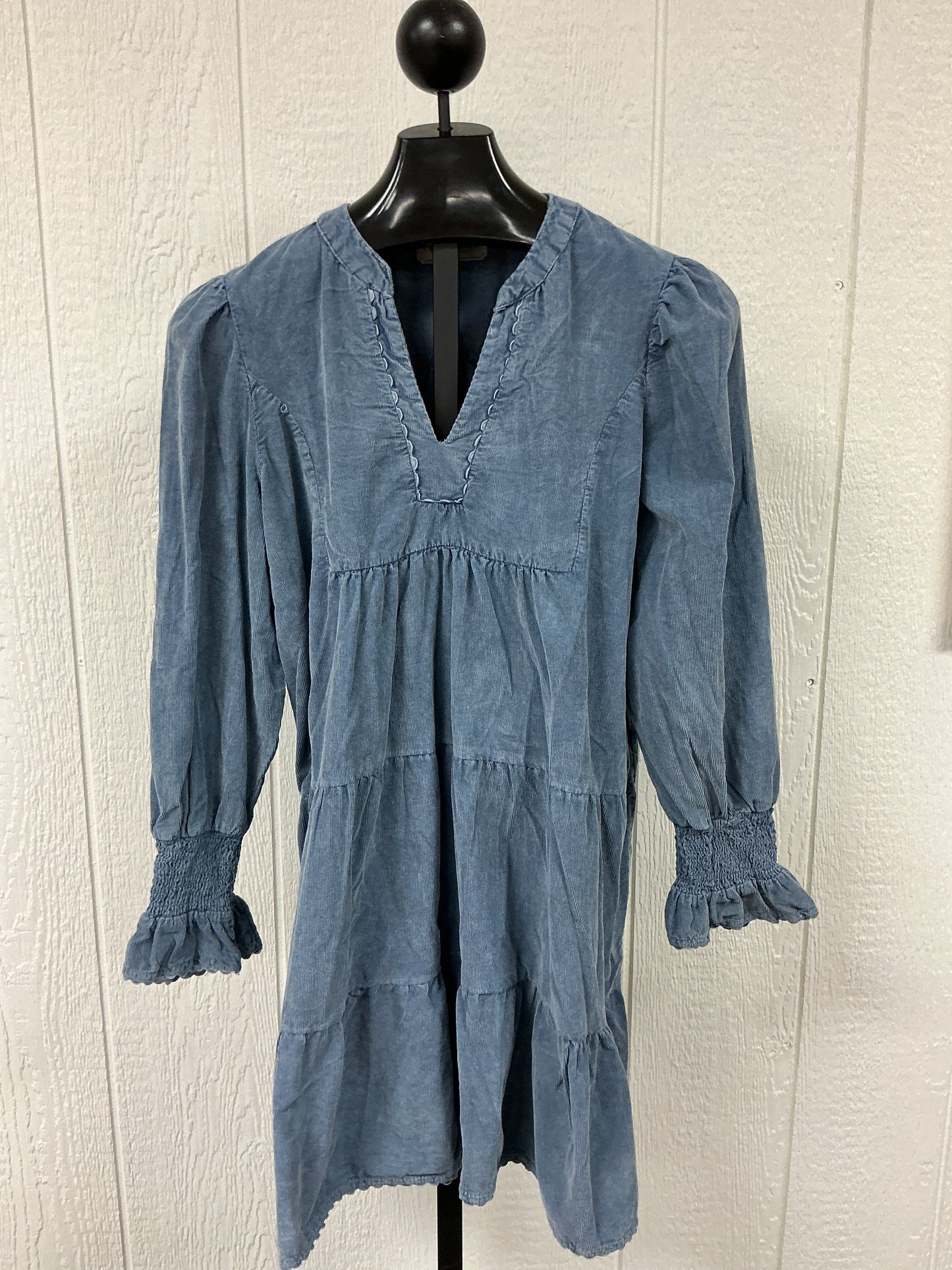 BLUE CORDUROY MINI DRESS