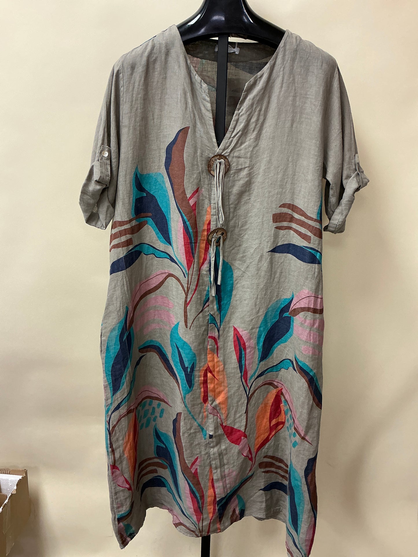 ABSTRACT LINEN DRESS