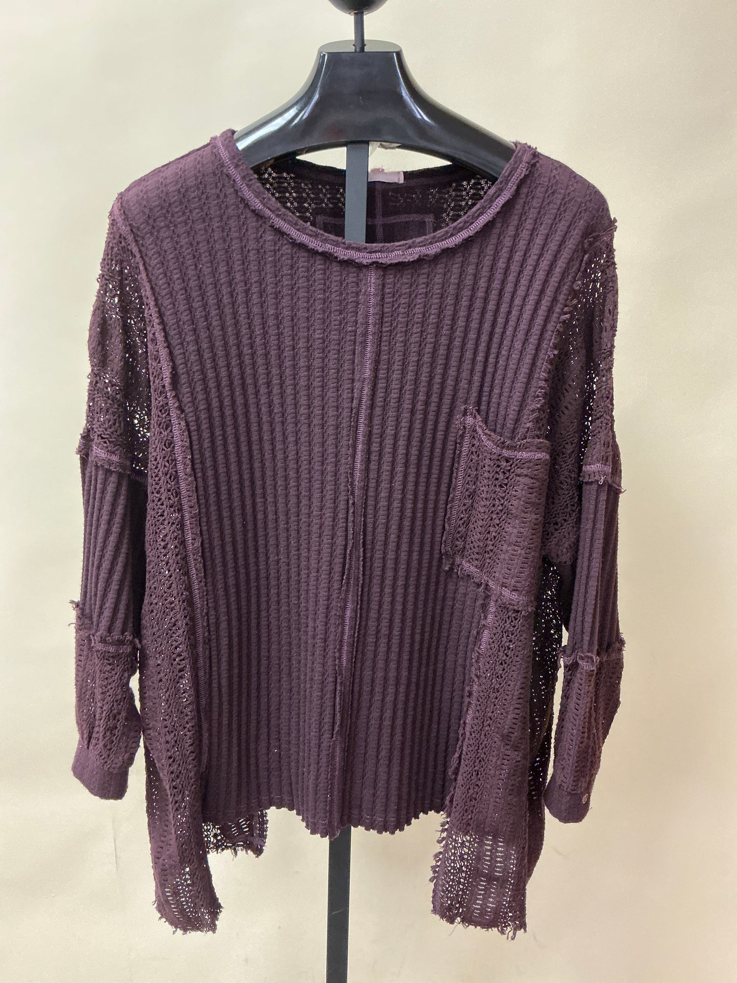 FABRIC MIXED OVERSIZED TOP(JT0439