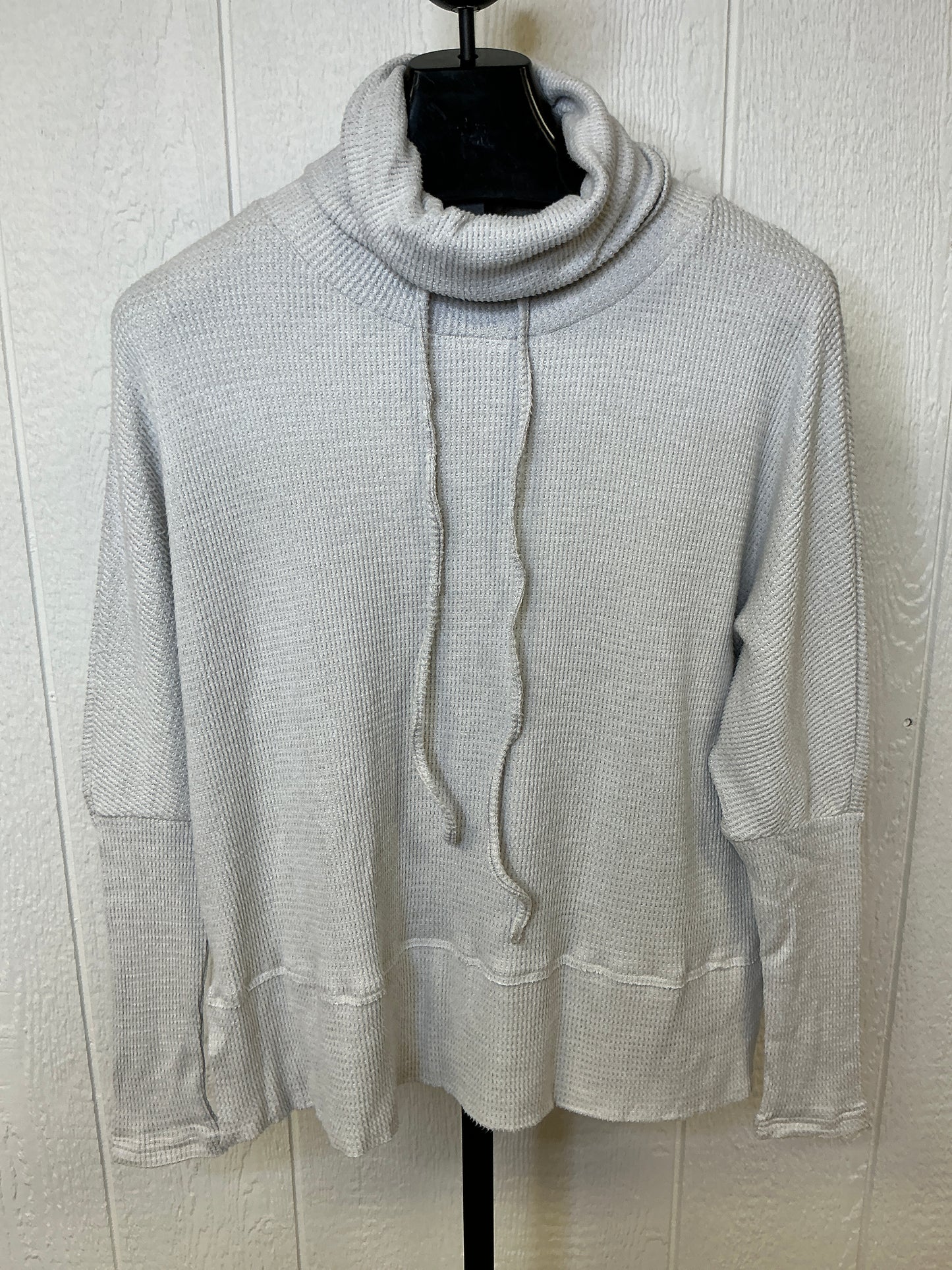 GREY DRAWSTRING COWL NCK TOP