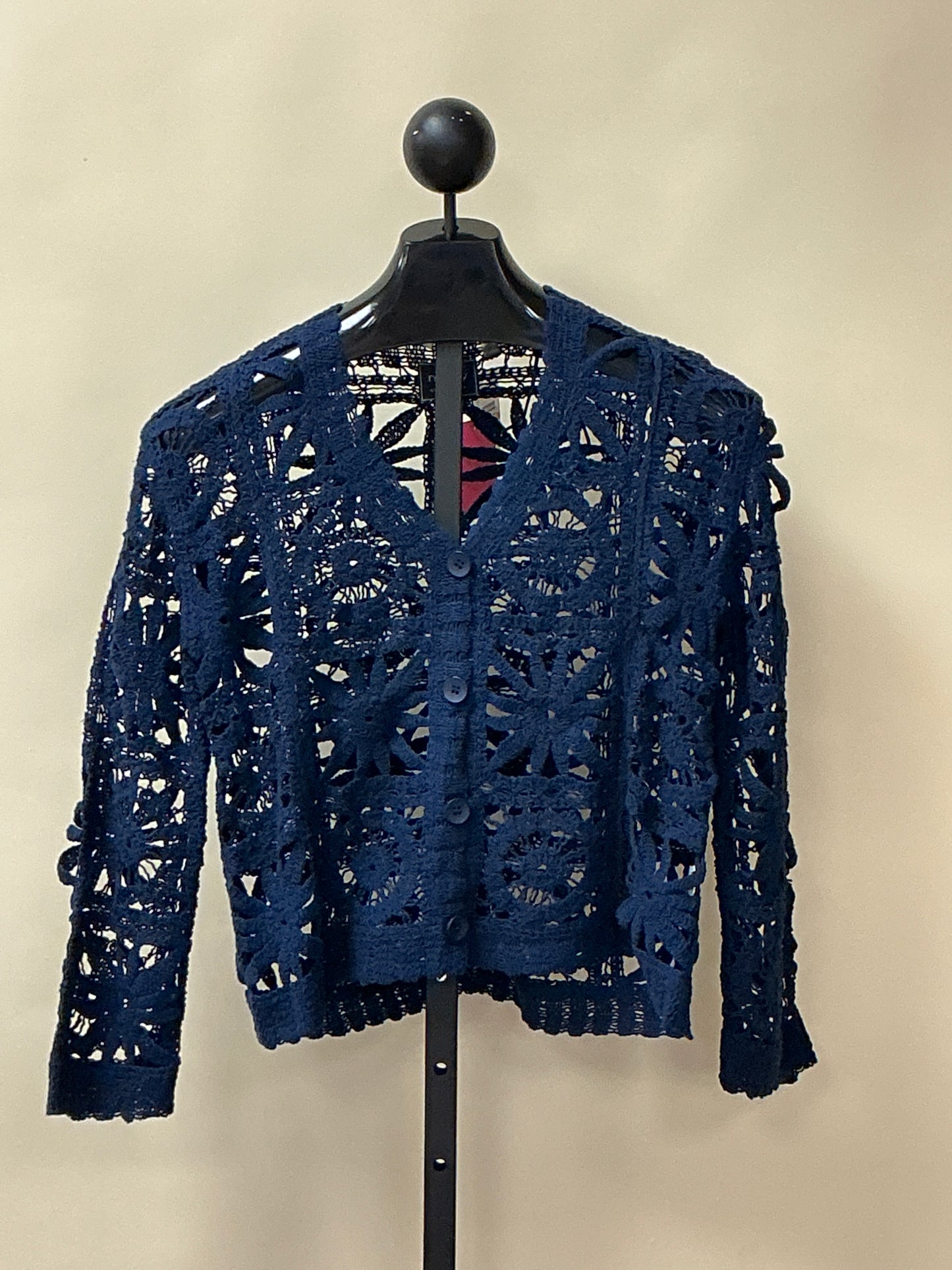 NAVY CROCHET SWEATER (NS1438