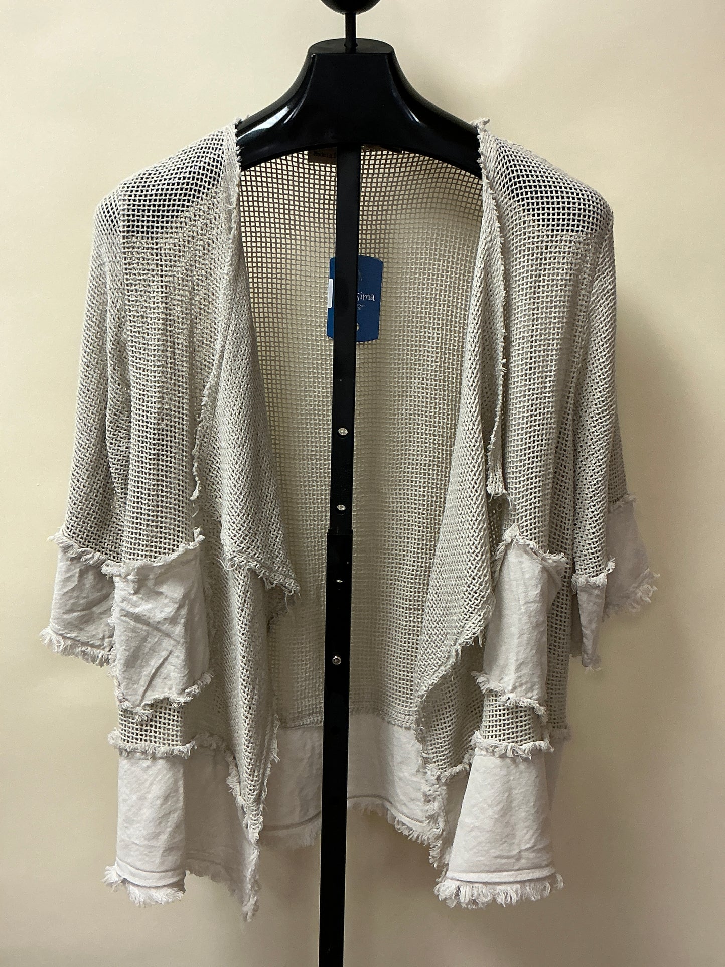 BEIGE FISNET LINEN CARDIGAN