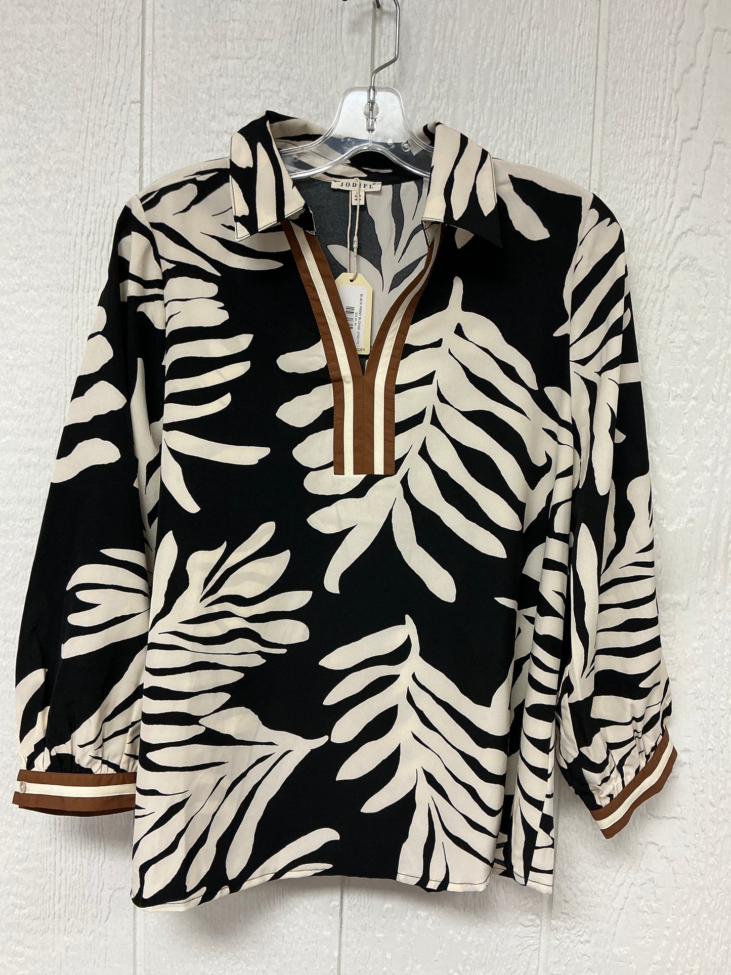 BLACK PRINT BLOUSE (H50171