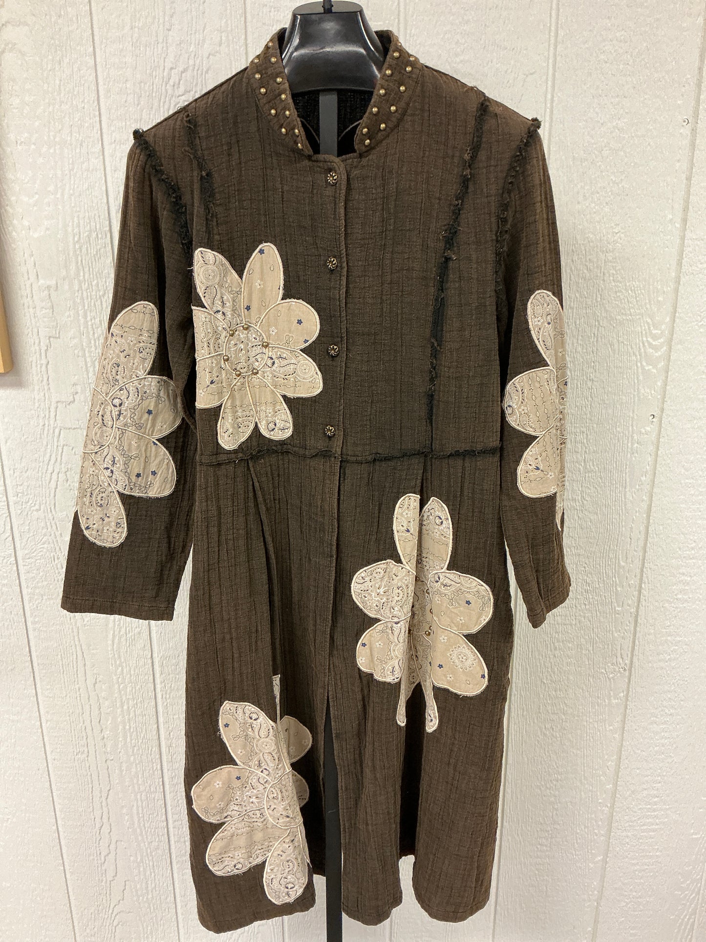 LONG SLV GAUZE FLORAL PRINT(UWT500