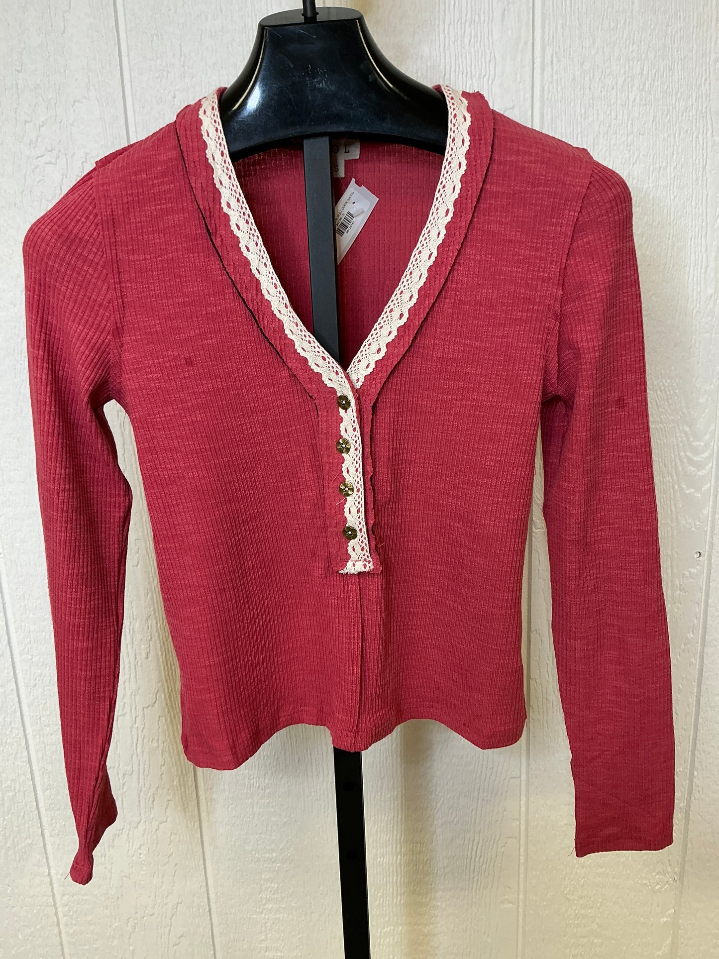 RASPBERRY V-NCK PULLOVER (UKT642