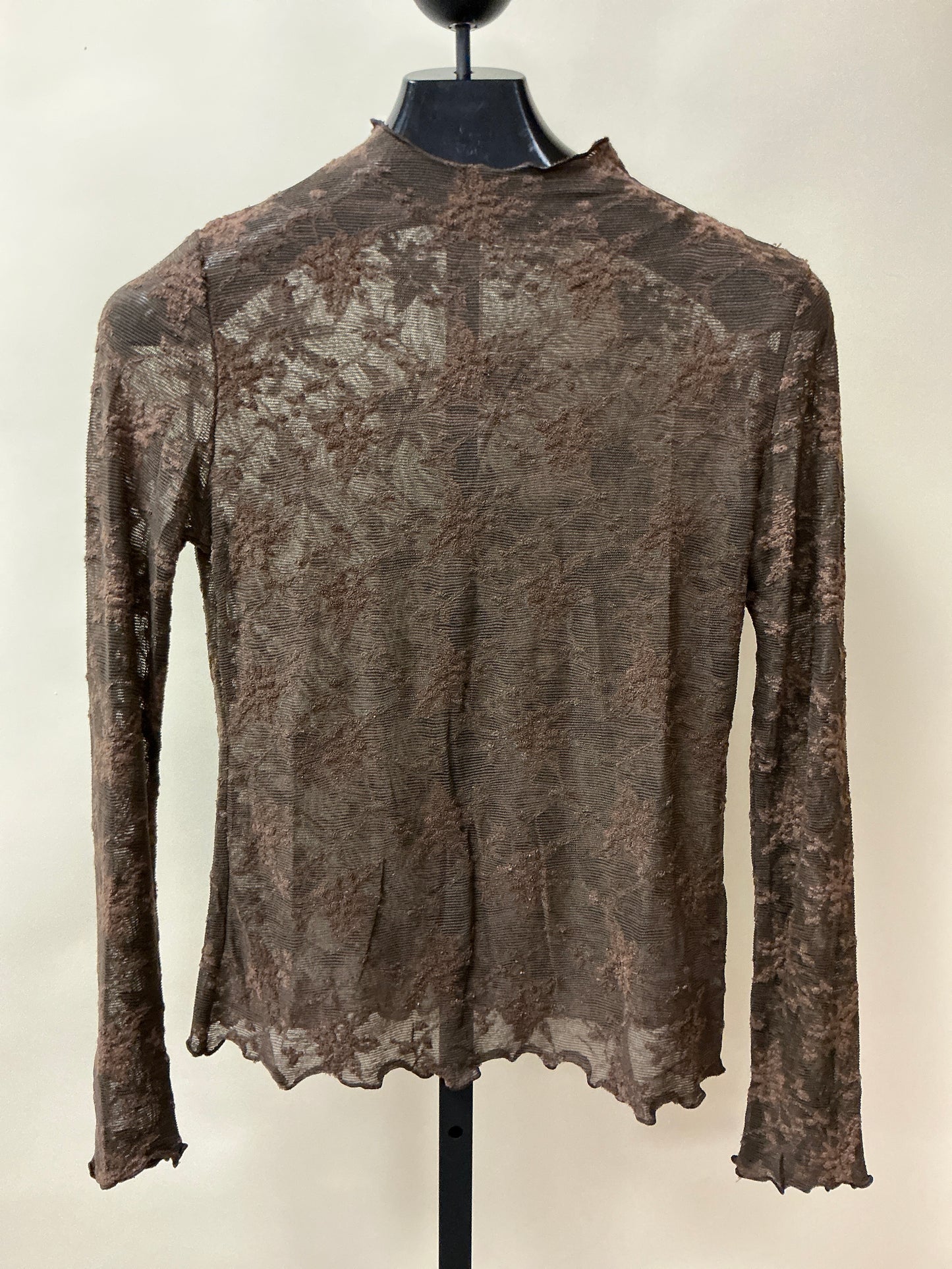 BROWN/HIGH NCK KNIT TOP