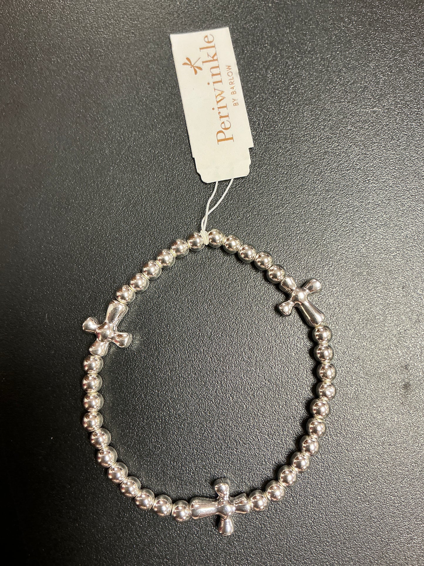 SLV BEAD & CROSS BRAC