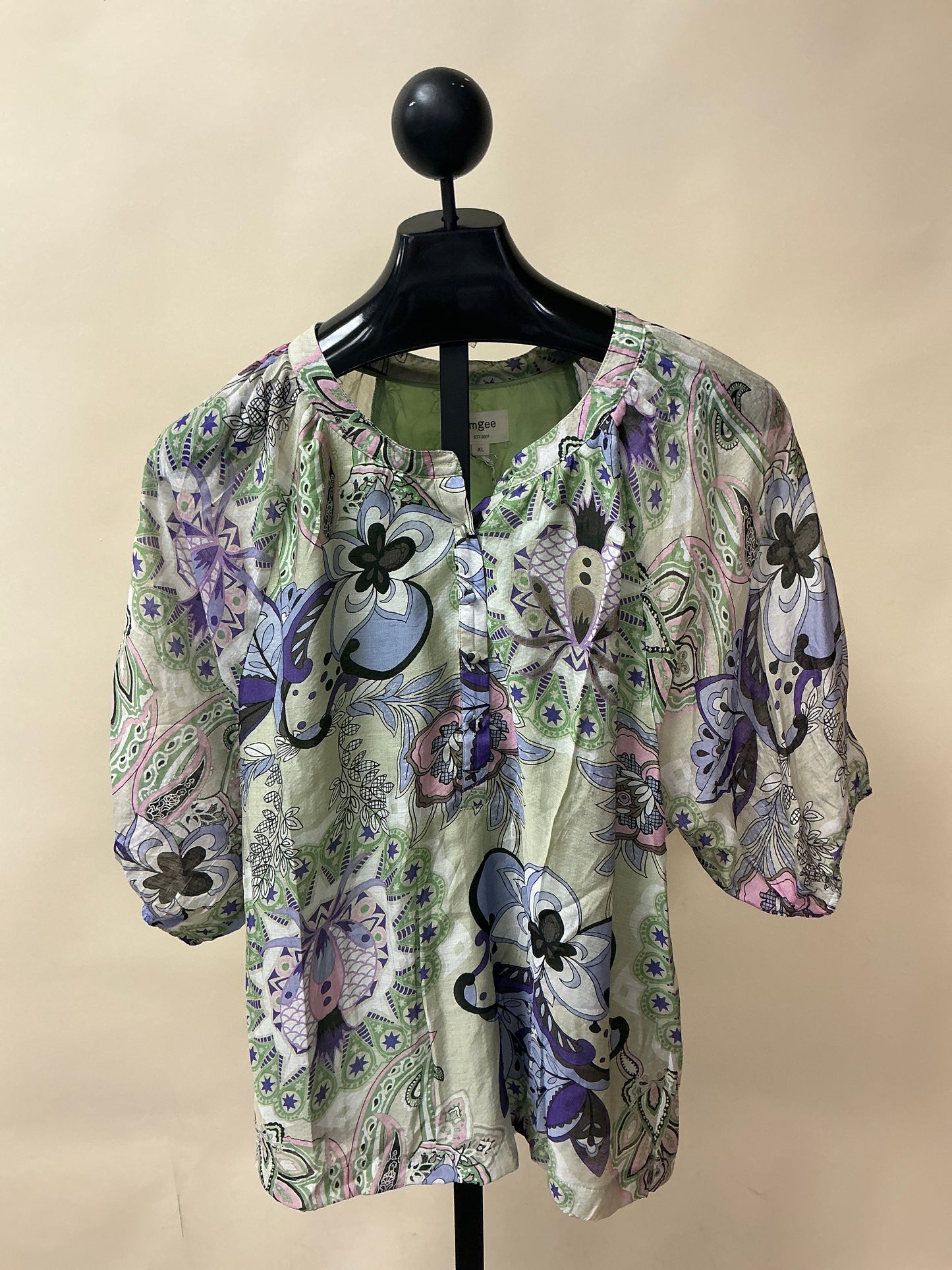 FLORAL GREEN/PURPLE TOP