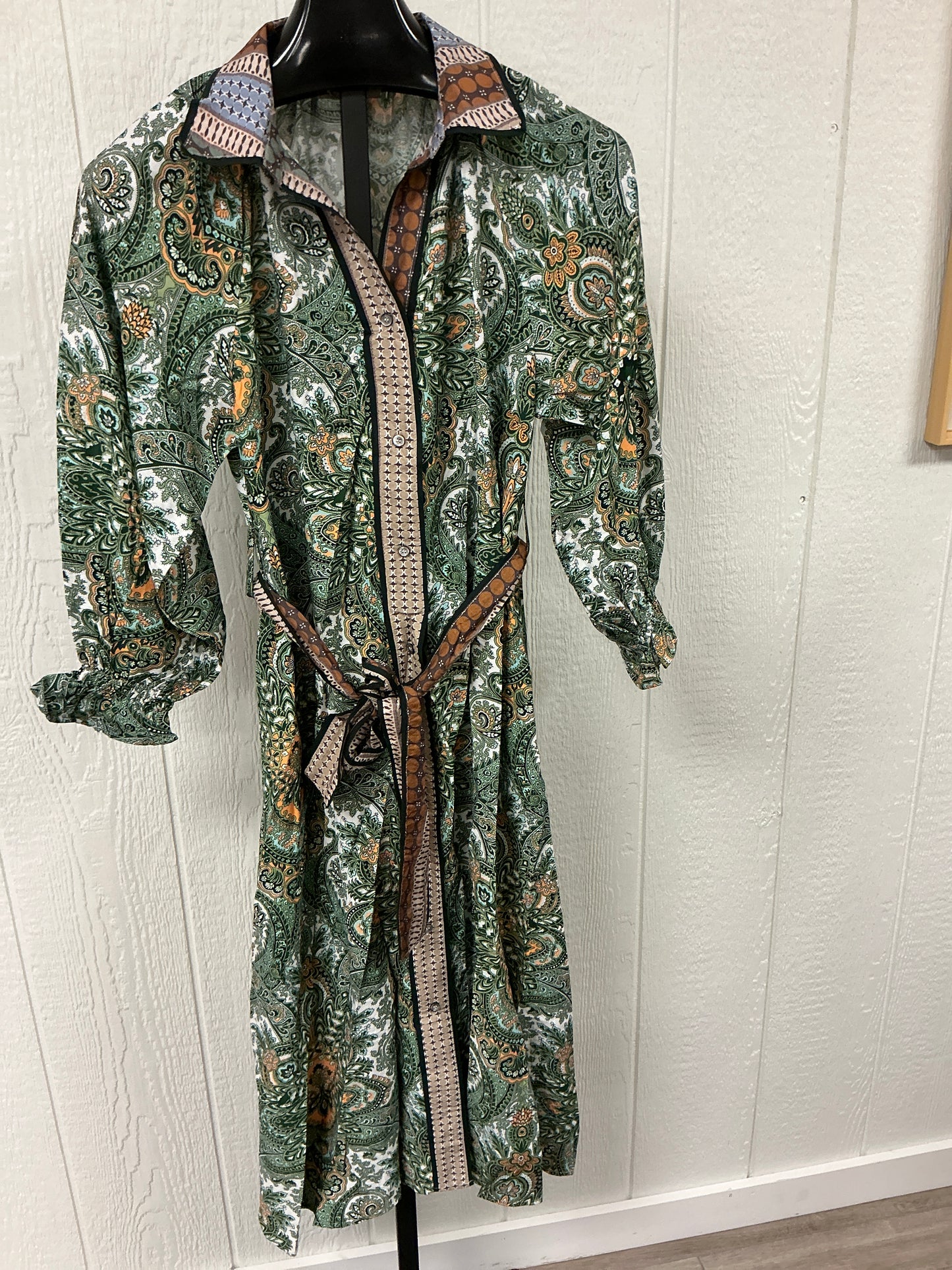 OLIVE PRINT MIDI DRESS(TAS904