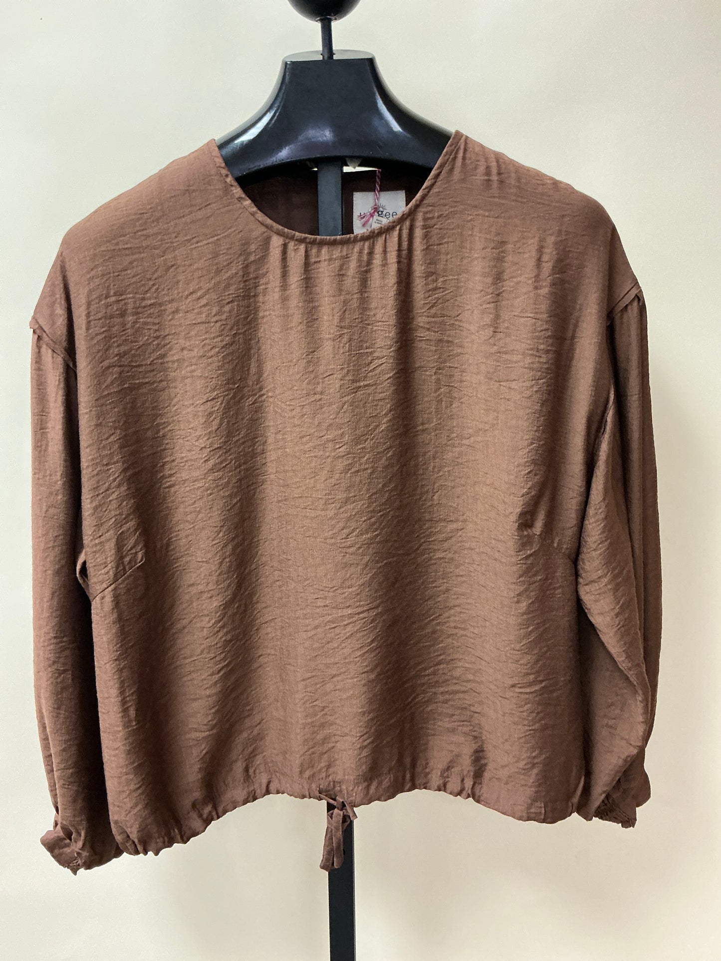 BROWN LONG SLV TOP