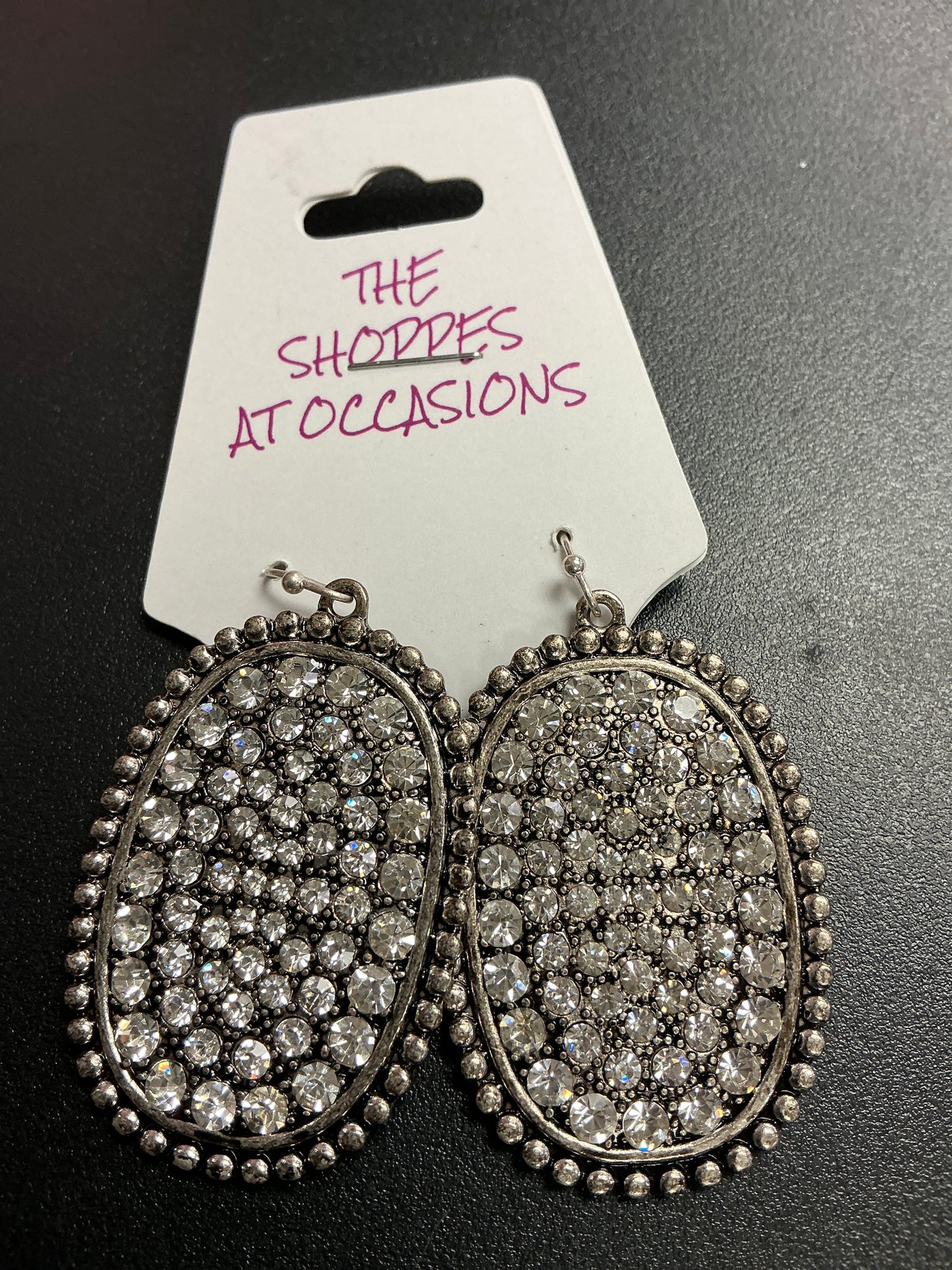 SILVER RHINESTONE FRENCH HOOK