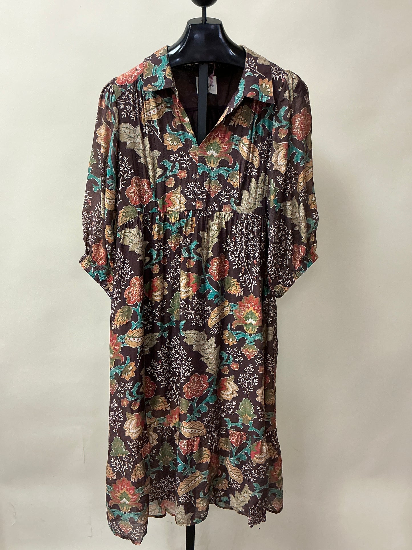 BROWN MIX LONG DRESS
