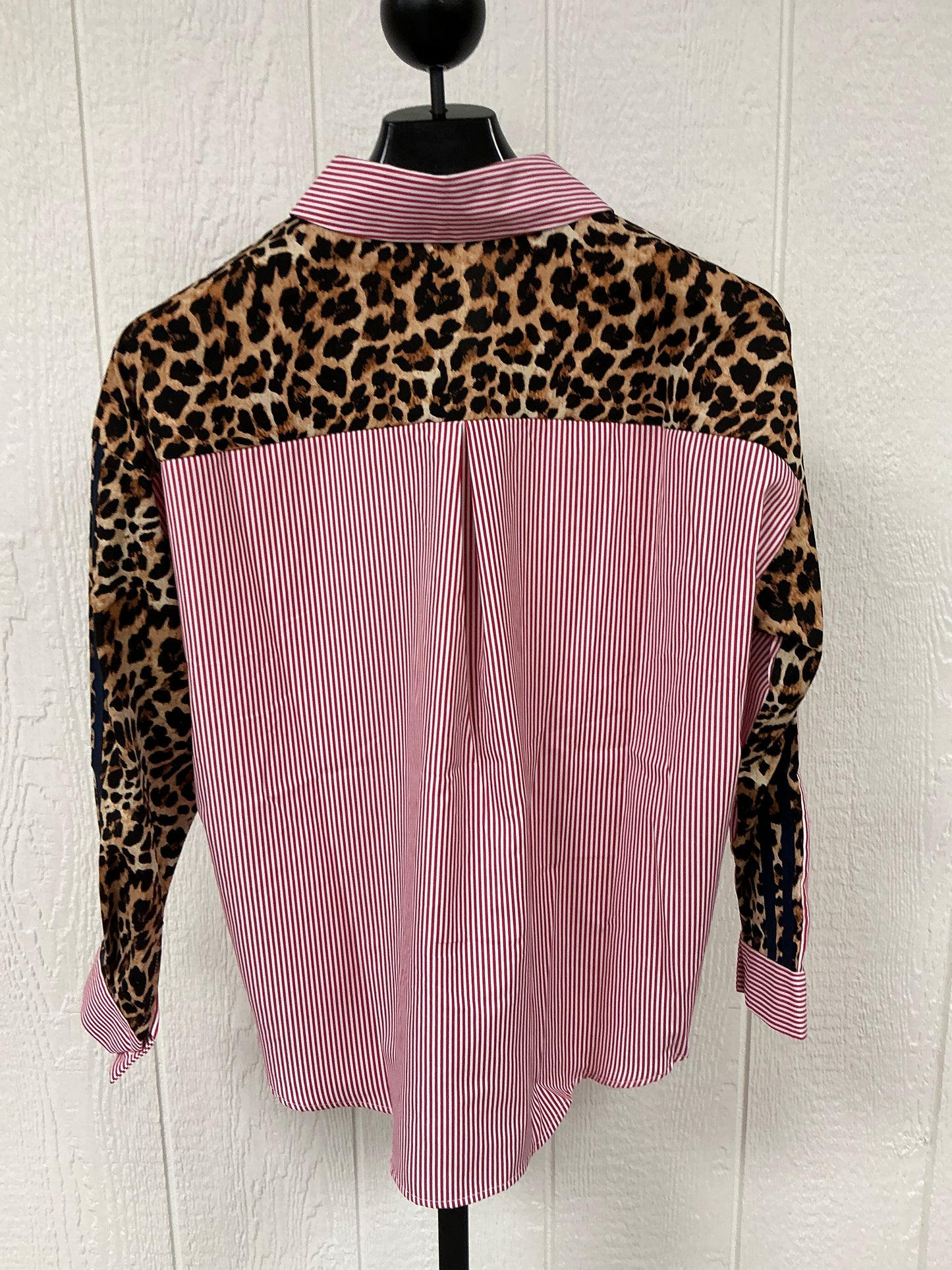 RED PINSTRIPE BLOUSE (G15176