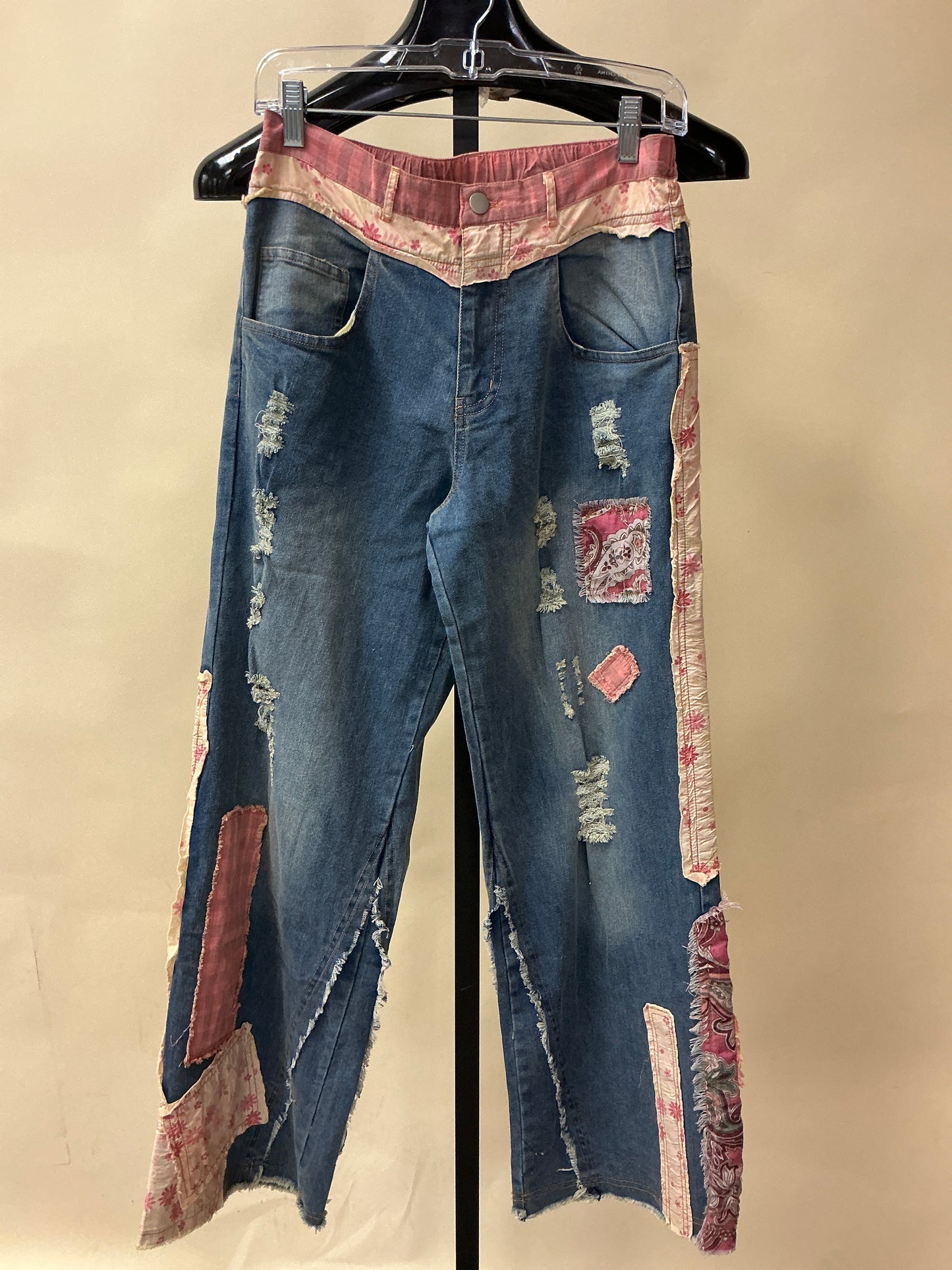 RIPPED PATCHWORK BOOT CUT DENIM