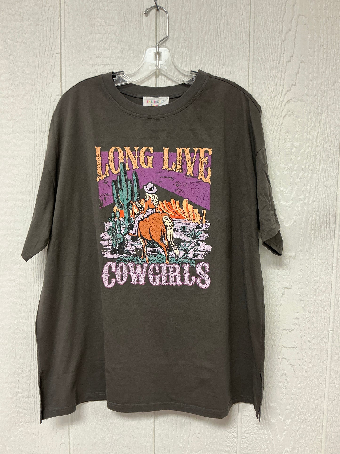 CHARCOAL PRINT COWGIRL TEE