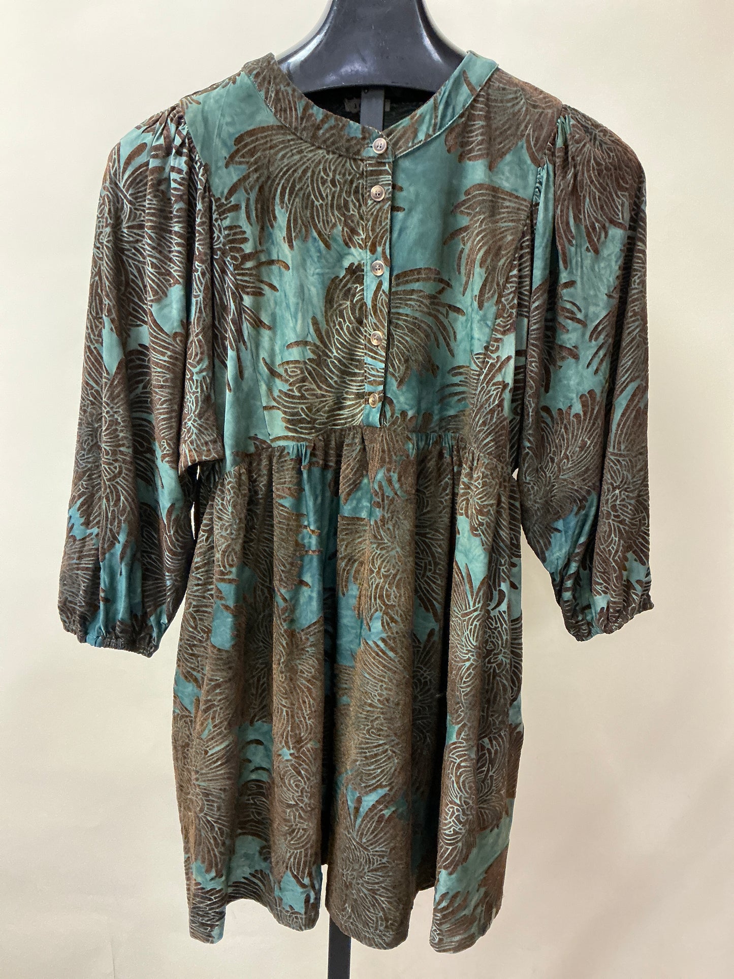 OLIVE BABYDOLL LONG SLV DRESS