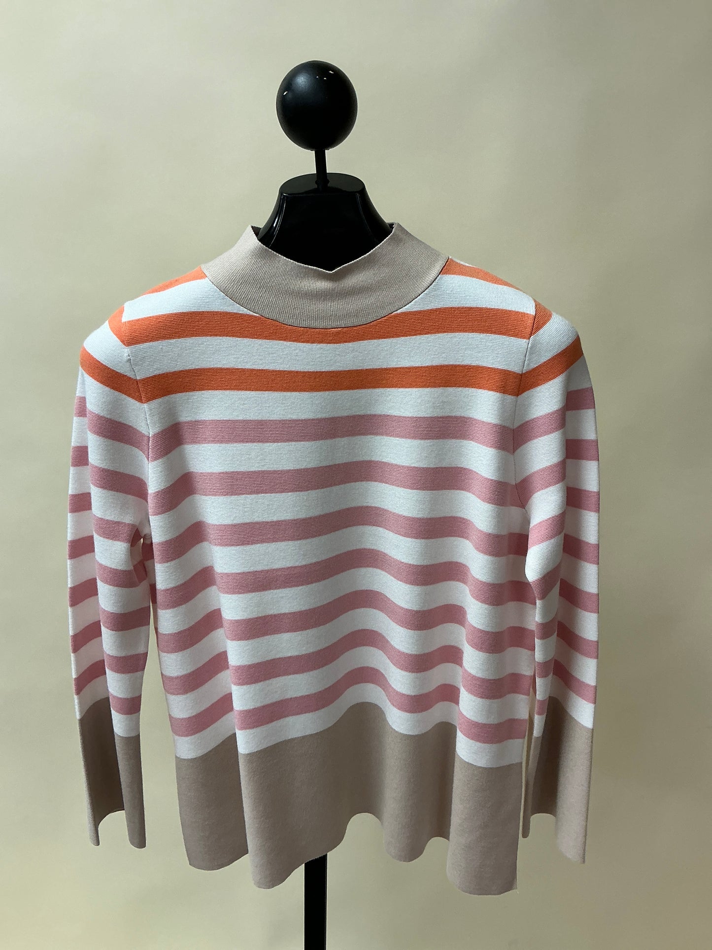 STRIPE MOCK NECK BELL SLV SWEATER