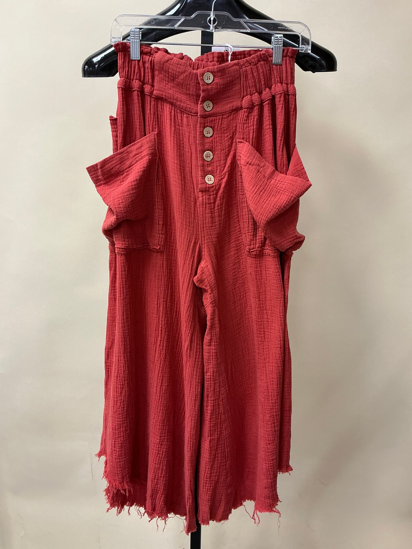 BRICK RED ELASTIC WAISTE PANT