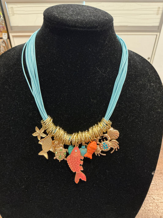 BOHO CHARM TURQ CHARM NECKLACE