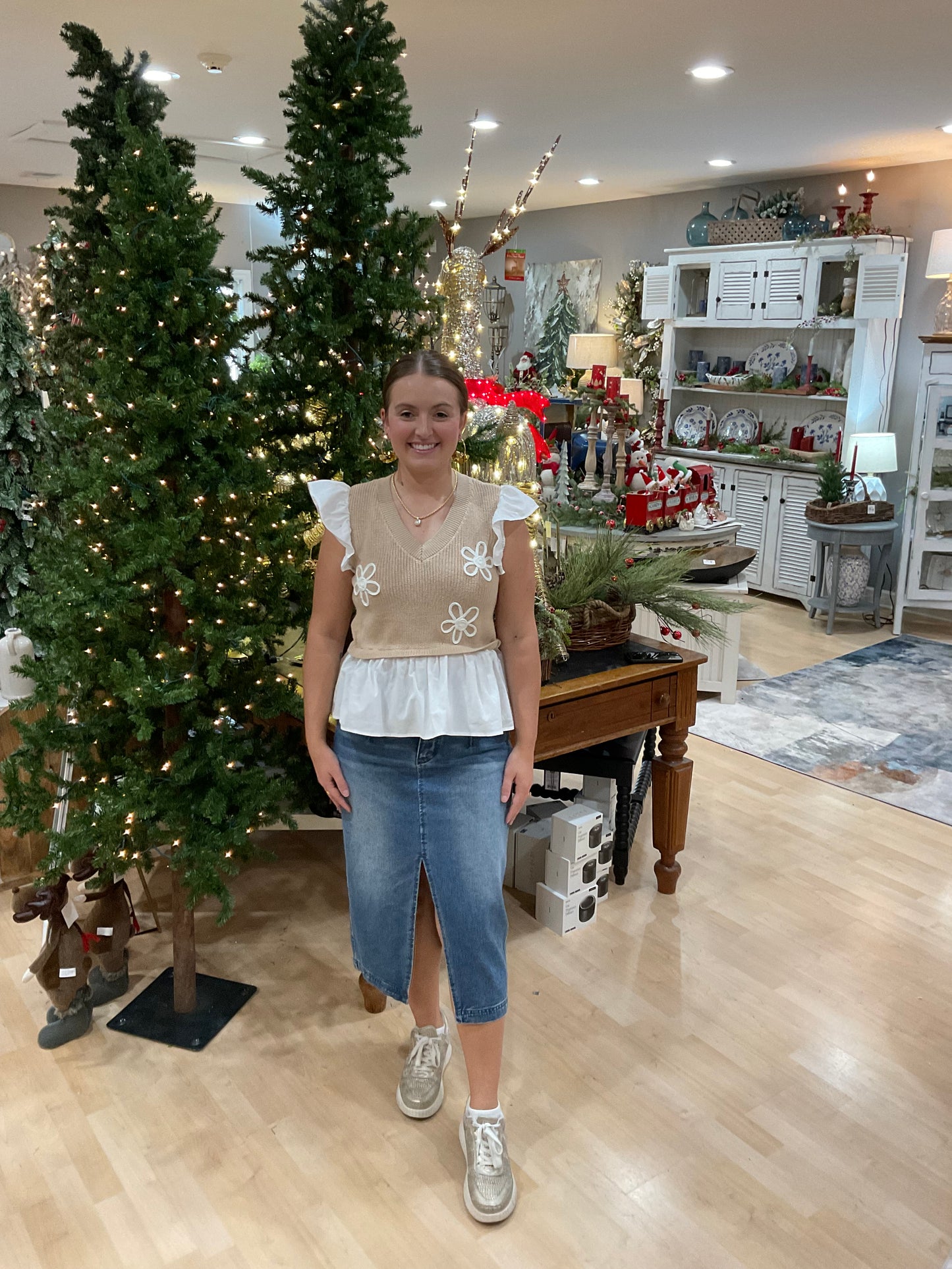 DENIM FRONT CROSS SKIRT(SHS9788