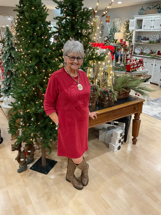 3/4 SLV FLOWER DRESS