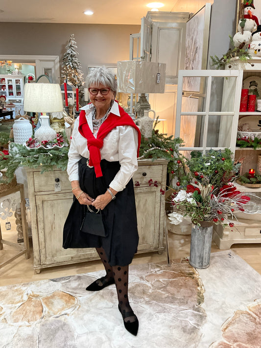 BUBBLE HEM KNEE SKIRT(5806S