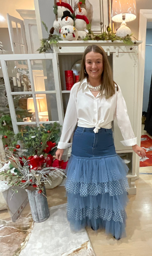 DENIM SKIRT WITH RUFFLE (PC5280