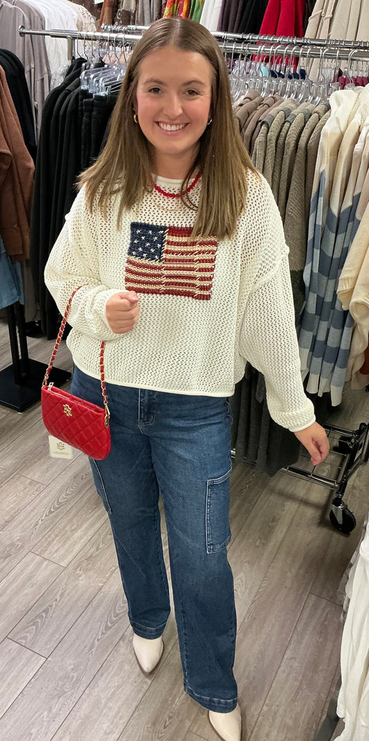 FLAG KNIT SWEATER TOP (T4006