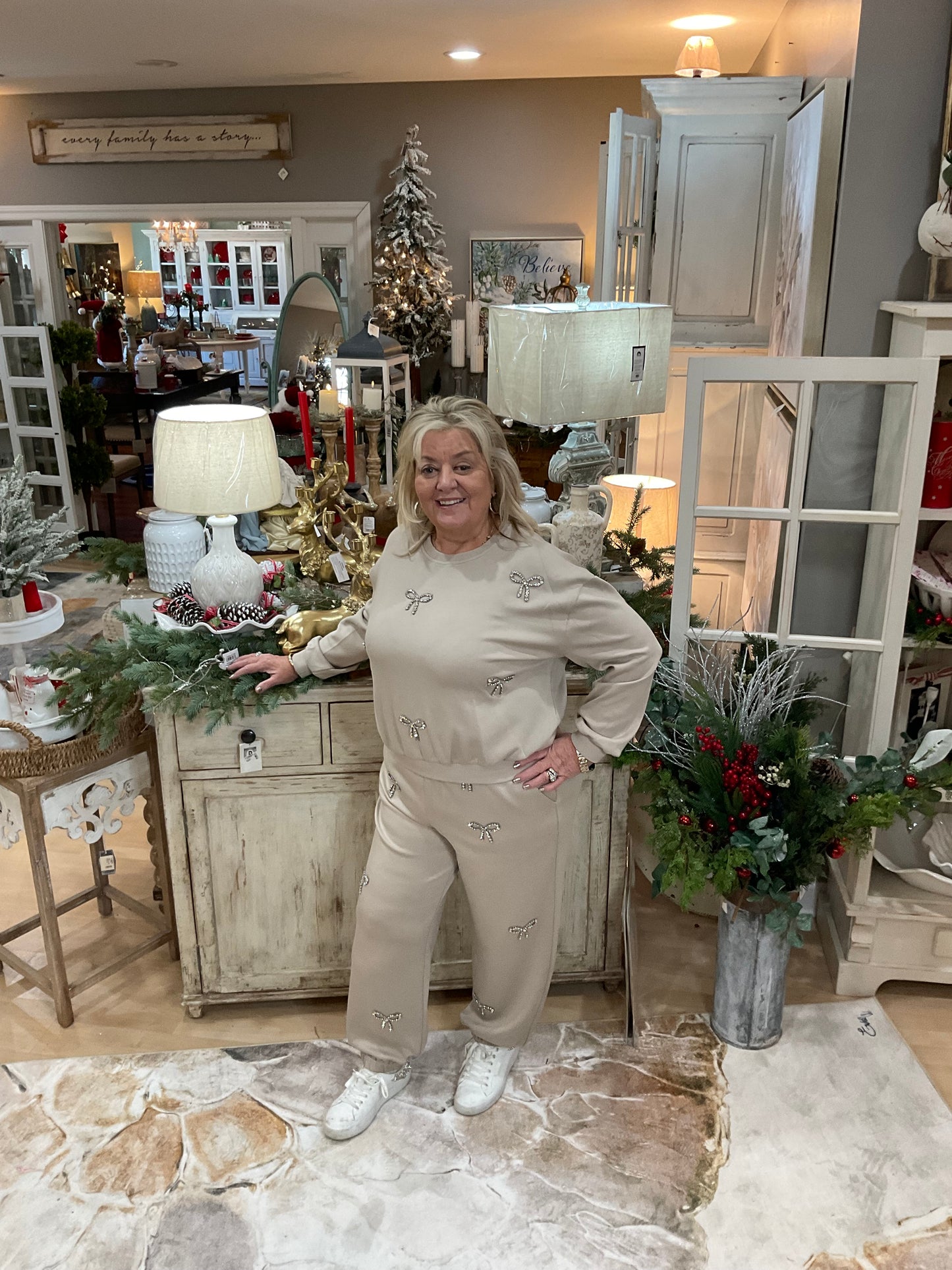 RHINESTONE EMB KNIT SET