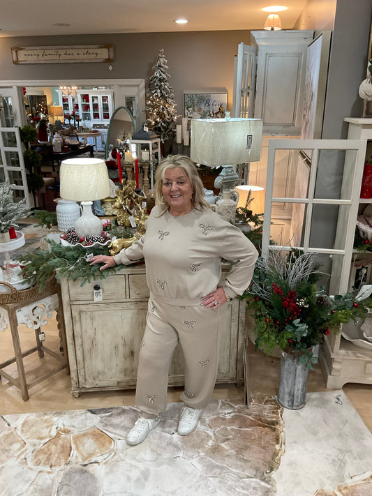 RHINESTONE EMB KNIT SET