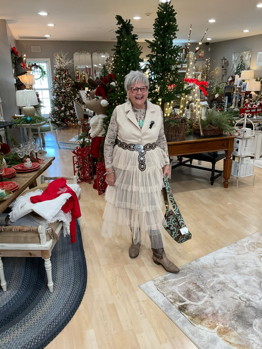 SUEDE MESH LONG VEST (194408