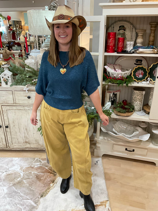 KNIT SHORT SLV TOP (SK14064